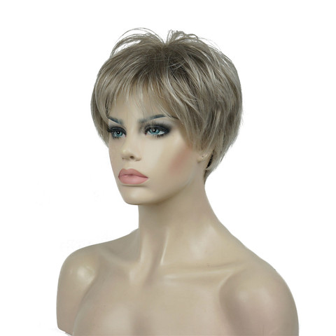 StrongBeauty-Peluca de cabello sintético para mujer, postizo corto, recto, Natural, sin cabeza, Color rubio/Negro, 11 colores ► Foto 1/6