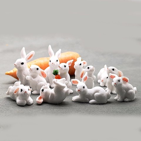 ESTATUILLA artesanal de animales de liebre en miniatura, conejo de pascua, 1 Uds., 12 estilos, Mini adorno de conejito, suministros de jardín de hadas ► Foto 1/6