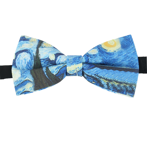 Corbata de lazo con estampado de Van Gogh para hombre y mujer, pajarita con estampado de la noche estrellada para boda y negocios ► Foto 1/6
