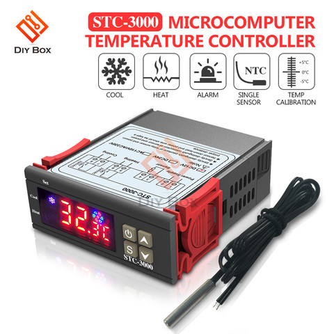 Controlador de temperatura de STC-1000 Dual, regulador de refrigeración de calefacción, Termostato Digital LED, 3000, 3008, DC 12V 24V AC 110V 220V ► Foto 1/6