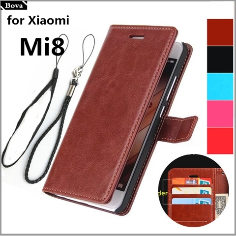 Funda para Xiaomi Mi 8 Pro, Funda de cuero de imitación, tarjetero, para Xiaomi Mi 8 Lite, Mi8, Explore, BILLETERA, de negocios, vintage ► Foto 1/6