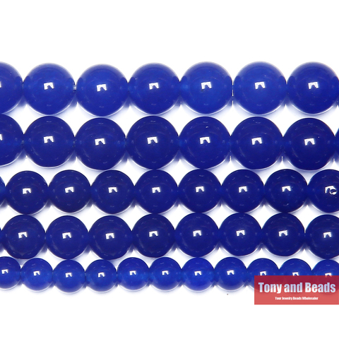 Tonyandbeads suave Piedra Natural oscuro Jades azules perlas 6 MM 8 MM 10 MM 12 MM elegir tamaño para la fabricación de la joyería ► Foto 1/1
