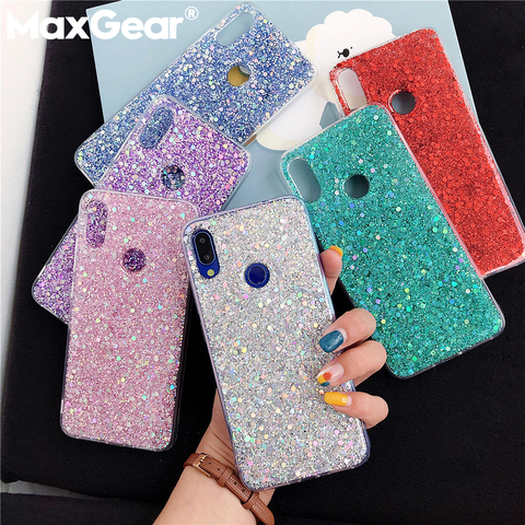 Funda de silicona de lujo con lentejuelas brillantes para Xiaomi Mi 8 9 SE Lite, funda de teléfono para Xiaomi Redmi 5 6 Pro Note 5 6 7 Pro ► Foto 1/6