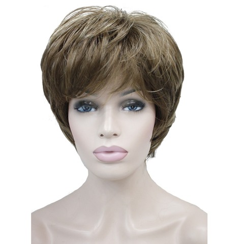 StrongBeauty-peluca completa de pelo sintético para mujer, pelo corto recto, rubio ceniza esponjosa Natural, 7 colores ► Foto 1/5