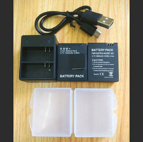 La Gopro Hero 3 + batería de 3,7 V AHDBT-301 cargador de batería Dual USB cargador de batería para GOPRO3 AHDBT302 accesorios para cámaras de acción ► Foto 1/6