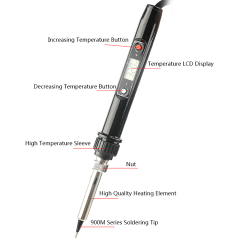 Temperatura profesional ajustable LCD Digital soldador eléctrico Estación de soldadura DIY herramientas de soldadura 220 V 90 W enchufe de la UE ► Foto 1/6