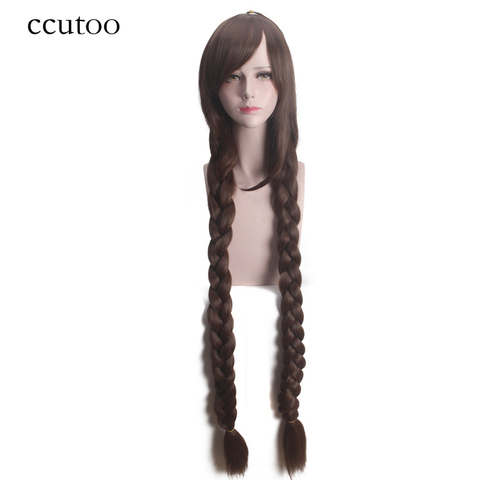 Ccutoo-Peluca de cabello sintético para Cosplay, cabellera larga y Lisa, color marrón, resistente al calor, pelucas completas, 120cm ► Foto 1/1