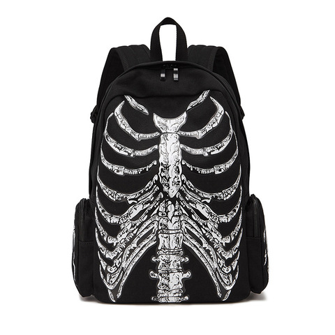 JIEROTYX-mochila de lona multifuncional para Halloween, bolso escolar Unisex con estampado de esqueleto de Calavera, bolsa de viaje de diseñador gótico ► Foto 1/6