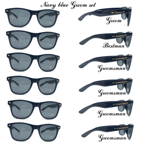 Bestman-gafas de sol de fiesta con pegatinas de Metal dorado para novio, lentes de sol para bodas, color negro, 6 par/lote ► Foto 1/6