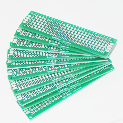 10 piezas PCB prototipo PCB placa de circuito PCB Protoboard PCB precio Universal Stripboard prototipo Veroboard 2X8 doble cara ► Foto 1/6