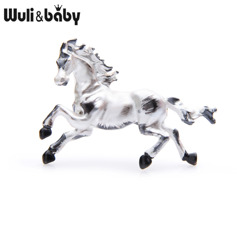 Wuli & baby-broches de caballo esmaltados, color blanco y negro, para hombres y mujeres, broches de animales Pines de aleación ► Foto 1/1