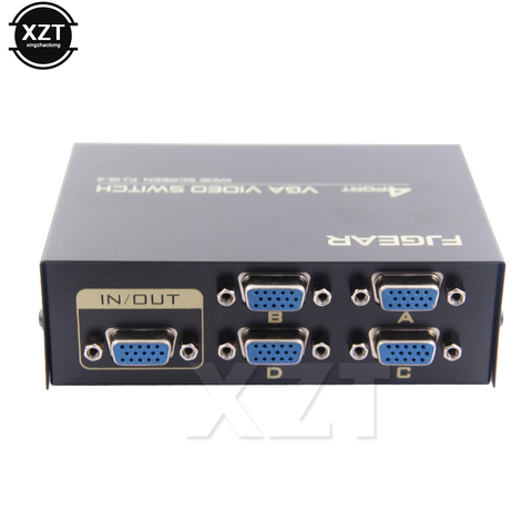 Interruptor profesional KVM, 1 Uds., 4 puertos, VGA SVGA, vídeo HD, amplificador de señal, divisor, alta calidad, para proyectores de monitores ► Foto 1/4
