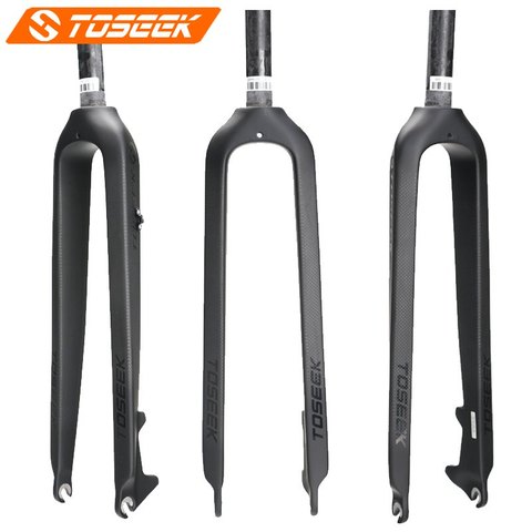 TOSEEK-freno de disco rígido de fibra de carbono, horquilla superligera para bicicleta de montaña, apta para rueda 26er 27.5er 29er, 1-1/8