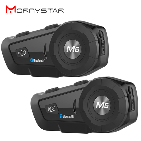 M6 Plus-intercomunicador inalámbrico con Bluetooth para motocicleta, auriculares impermeables para casco de Moto, con Radio FM ► Foto 1/6