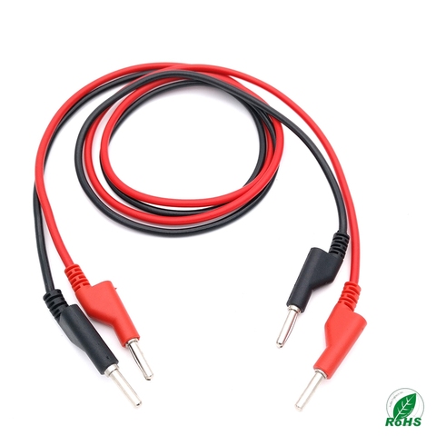 1 par doble extremo 4mm macho Banana enchufe de silicona suave Cable de prueba conector multímetro Cable de prueba rojo + Blcak # ► Foto 1/5