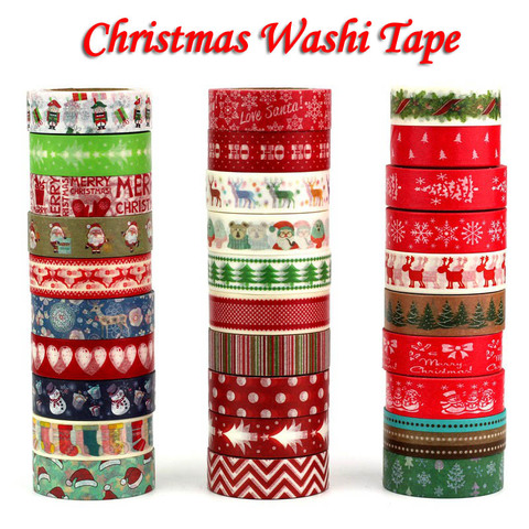 Conjunto de cintas adhesivas Washi Rice Paper, 1 unidad, Kawaii, Navidad, 1,5 cm x 10m, cinta adhesiva, material escolar ► Foto 1/5