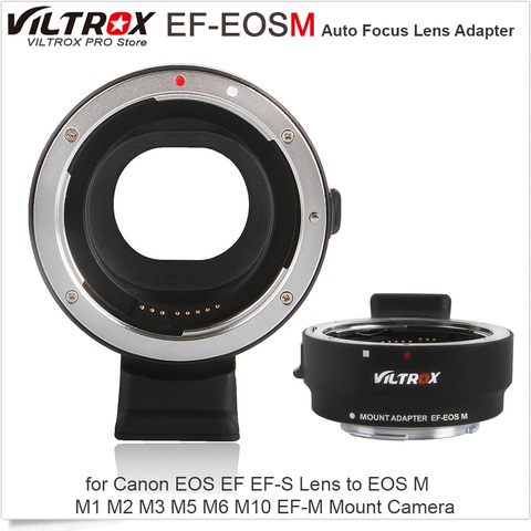 Viltrox EF-EOSM adaptador de lente de enfoque automático electrónico para Canon EOS EF EF-S a EOS M M1 M2 M3 M5 m6 M10 EF-M montaje de cámara ► Foto 1/6