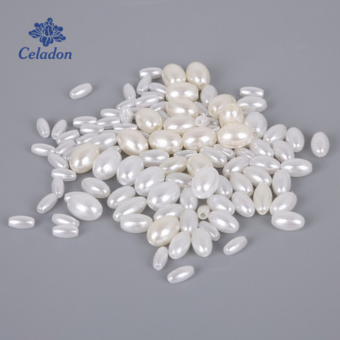 Nuevo Producto blanco marfil ABS imitación perlas cuenta de arroz de plástico ABS cuentas espaciadoras sueltas para hacer joyería DIY ► Foto 1/6