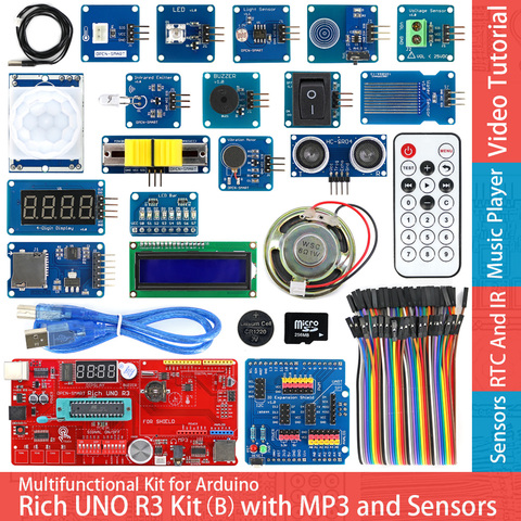 Rico UNO R3 Atmega328P Placa de desarrollo, módulo de Sensor de Kit para Arduino con IO escudo MP3 DS1307 RTC Sensor de temperatura ► Foto 1/6