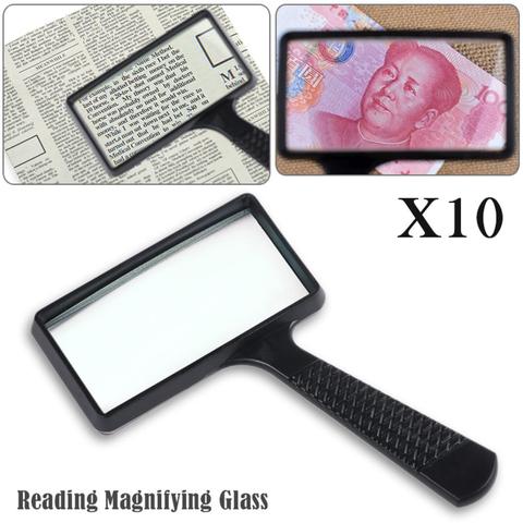 Lupa de lectura rectangular de alta definición para personas mayores, Lupa de lente de cristal portátil de 10X para lectura ► Foto 1/6