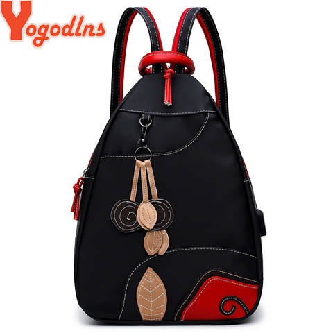 Yogodlns-mochila de estilo estudiantil Retro para mujer, mochila multifunción de nailon resistente al agua, escolar ► Foto 1/6