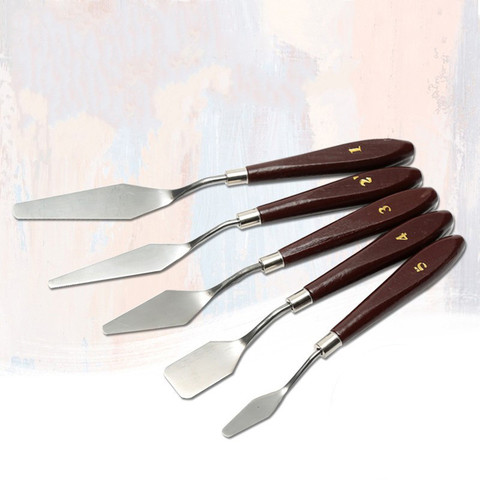 5 uds de acero inoxidable artista pintura paleta, cuchillo