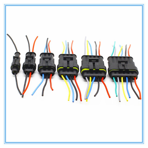 Juego de conector de cable automático, conector eléctrico macho y hembra impermeable con cable, 1, 2, 3, 4, 5, 6 vías ► Foto 1/2