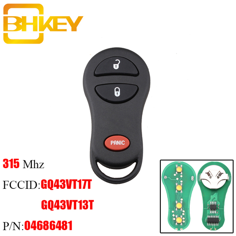 BHKEY 3 botones de mando a distancia de coche 315Mhz para caravana DODGE Ram Dakota Durango Chrysler Town & Country GQ43VT17T 04686481 ► Foto 1/5