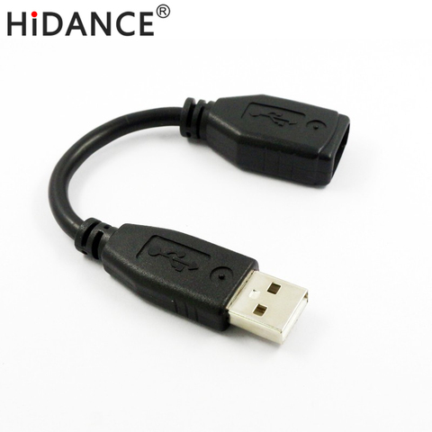 Adaptador de Cable USB 2,0 macho a hembra, Conector de extensión M/F, color negro de alta calidad, 17CM, 1 unidad ► Foto 1/5
