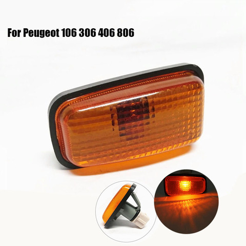 Repetidor lateral para coche, lámpara con indicador lateral, repetidor de luz ámbar, accesorios de repuesto para Peugeot 106 306 806 ► Foto 1/5