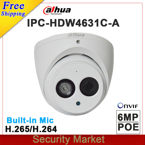 Original dahua 6MP POE cámara de red domo IPC-HDW4631C-A reemplazar IPC-HDW4431C-A CCTV cámara IP con IR 50 m apoyo incorporada en el Mic ► Foto 1/1