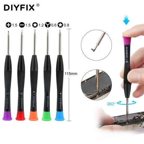 DIYFIX de destornillador de precisión P2 P5 Pentalobe 1,5 cabeza plana 1,5 Cruz 0,6 Y punta para MacBook teléfono móvil MP3 apertura herramientas de reparación de ► Foto 1/6