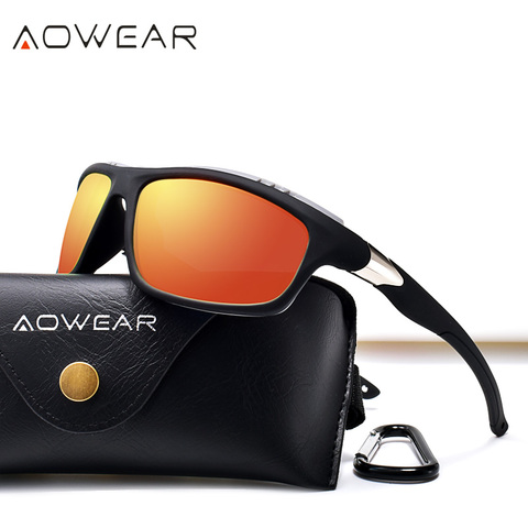 AOWEAR-gafas de sol deportivas de lujo para hombre, lentes de sol polarizadas con espejo, para exteriores, a la moda, 2022 ► Foto 1/6