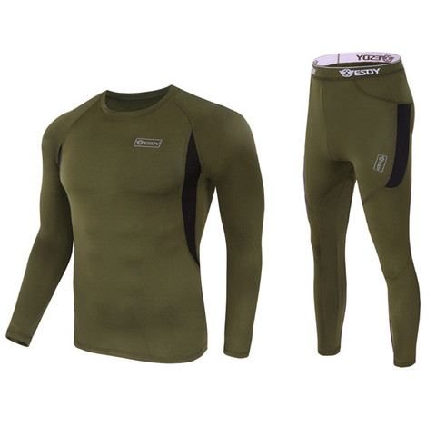 ESDY Tactical-Conjunto de ropa interior térmica para hombre, traje polar militar cálido, Jersey térmico de manga larga, corsés de secado rápido para invierno, color negro ► Foto 1/1