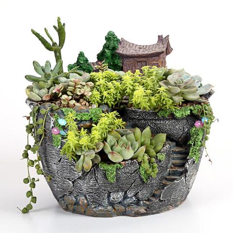 Maceta de resina creativa para planta bonsái suculenta, maceta, decoración del hogar, ornamento, Paisaje en miniatura ► Foto 1/6