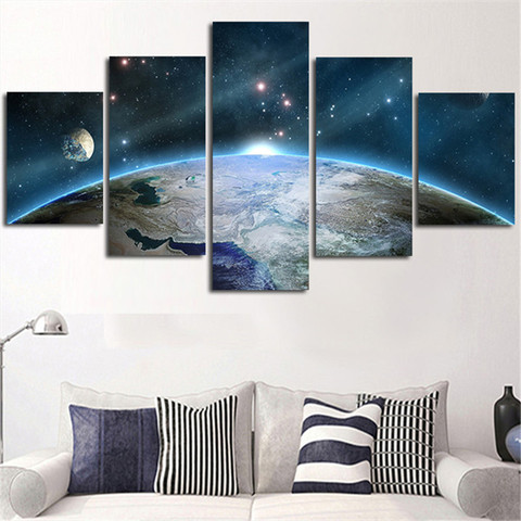 Cuadros modulares 5 paneles de la tierra planetas universo espacio lienzo pintura pared arte imagen impresión para decoración del hogar pinturas ► Foto 1/6