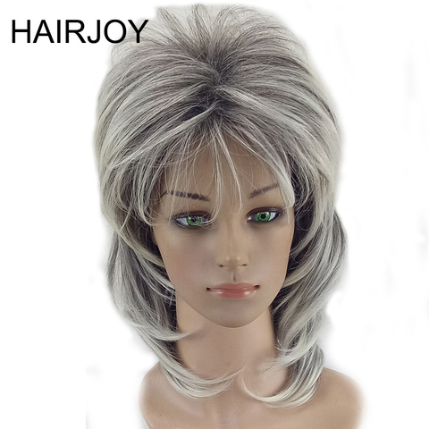 HAIRJOY-Peluca de cabello rizado en capas para mujer, Pelo Natural Sintético de longitud media, fibra de alta temperatura, 8 colores disponibles ► Foto 1/6