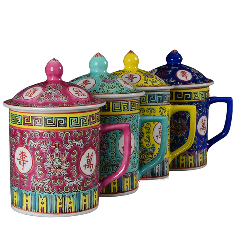 Jingdezhen-vaso de cerámica pintado a mano para el agua, accesorio de fabricante de basura, para la longevidad ► Foto 1/6