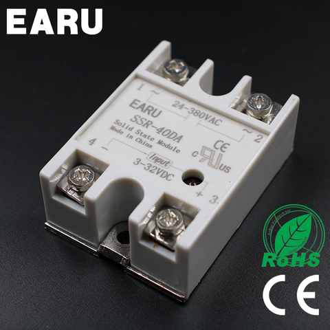 1 pc 24-380VAC 3-32VDC SSR-40DA 4 terminales DC a AC relé de estado sólido SSR-40 DA SSR 40A para controlador de temperatura controlador PID caliente ► Foto 1/4