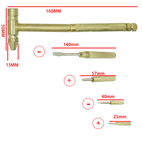 Micro Mini martillo multifunción de latón 6 en 1, 3 tipos de puntas de destornillador, herramientas de bricolaje de bolsillo ► Foto 1/1