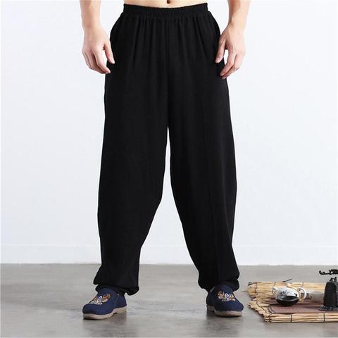 Nuevo otoño Lino Pantalones casual hombres sólida pierna Pantalones más tamaño verano Lino Pantalones m-5xl 6xl negro caqui azul rojo ► Foto 1/4