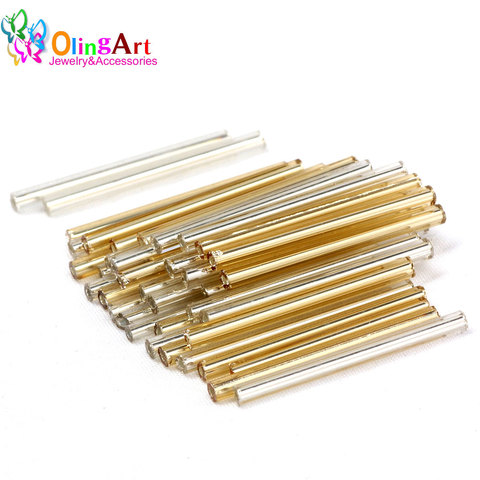 OlingArt-tubo de Color dorado y plateado, 2,5x30mm, 45 g/lote, cuentas de semillas de vidrio, accesorios DIY, pendientes, pulsera, collar, fabricación de joyas ► Foto 1/6