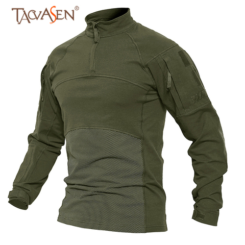 TACVASEN-Camiseta táctica de secado rápido para hombre, camisa militar del ejército de manga larga, retales de talla grande, caza y pesca ► Foto 1/6