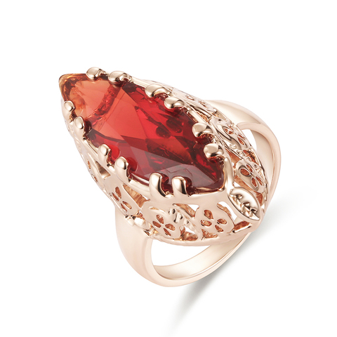 Joyería de moda 585 mujeres de oro Color de rosa anillos grandes de Piedra Roja exageración parte anillos de joyería ► Foto 1/6