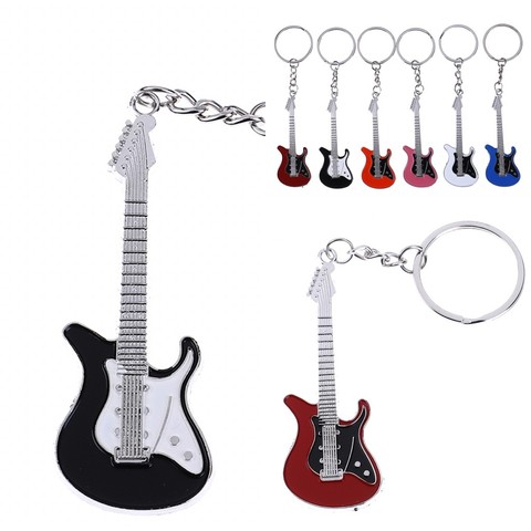 2022 nuevo 1 Uds Mini llavero de guitarra eléctrica de Metal llavero de coche guitarra llavero regalos del anillo al por mayor ► Foto 1/6