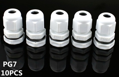 Prensaestopas de nailon impermeable, prensaestopas de 3-6,5 MM, sin junta impermeable, plástico, blanco, 10 Uds., PG7 ► Foto 1/1