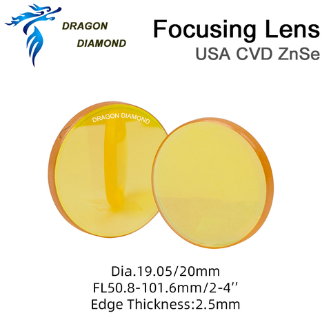 II-VI-lente de enfoque ZnSe de EE. UU., diámetro de 20mm, FL 50,8-63,5mm, 2-2,5 