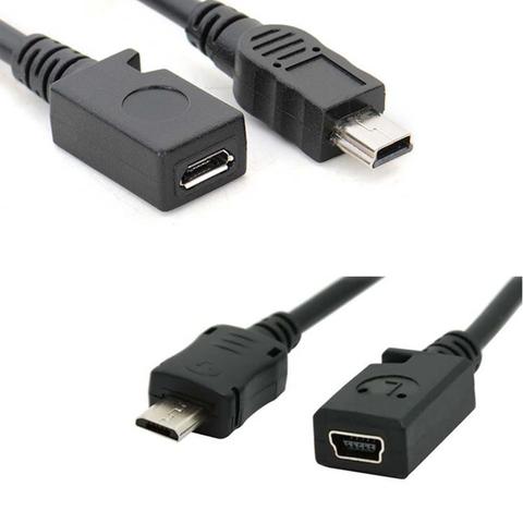 Mini USB macho a Micro USB B hembra, cargador de datos, cable adaptador, convertidor de cargador, cable de datos ► Foto 1/3