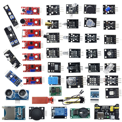 Para arduino 45 en 1 módulos sensores Starter Kit mejor que 37in1 sensor kit 37 en 1 Sensor Kit UNO R3 MEGA2560 ► Foto 1/6