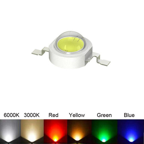 Diodo LED de alta potencia, 1W, 3V, blanco frío, blanco cálido, rojo, amarillo, verde, azul, 20 unids/lote, entrega rápida ► Foto 1/1